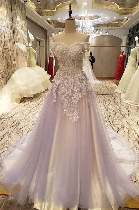 Lavender tulle prom gown wedding dresses,PD45033 Stylish Women's Neon