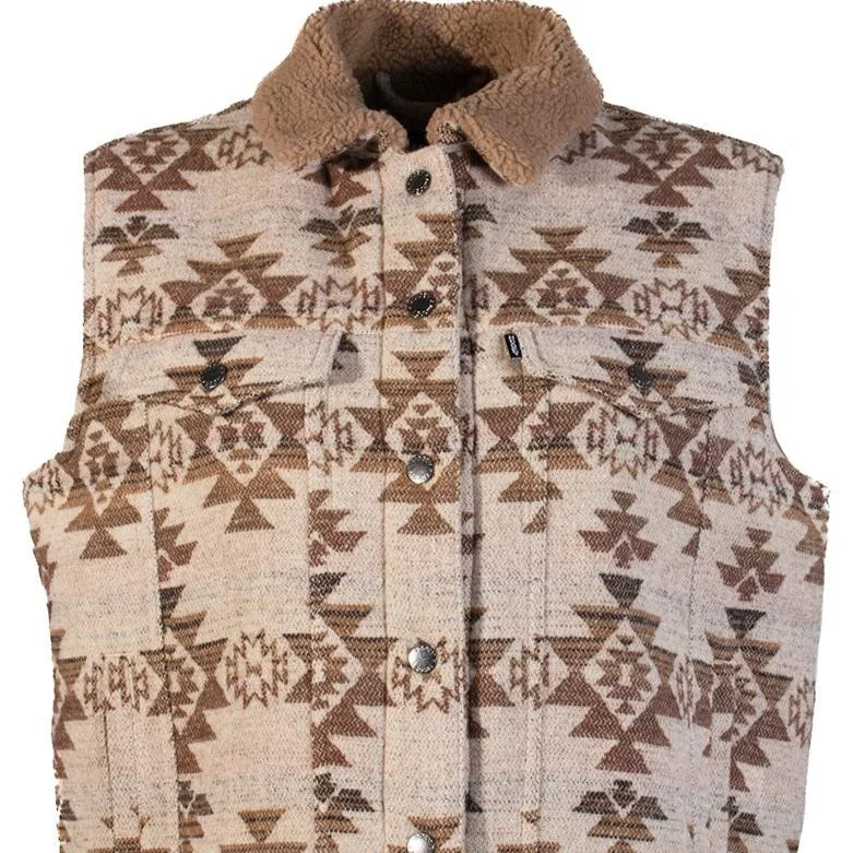 Hooey Women's Aztec Sherpa Vest in Cream & Tan Monochromatic All - in - one