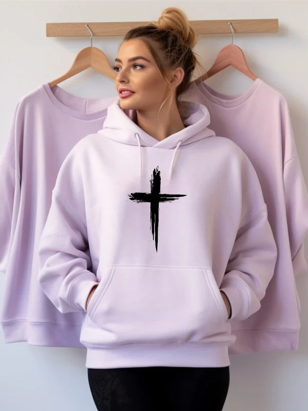 Graffiti Cross Graphic Hoodie Athletic Women's 