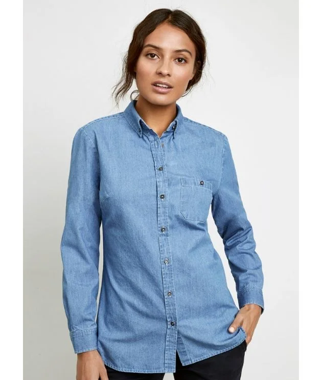 Indie Womens Long Sleeve Denim Shirt Disco