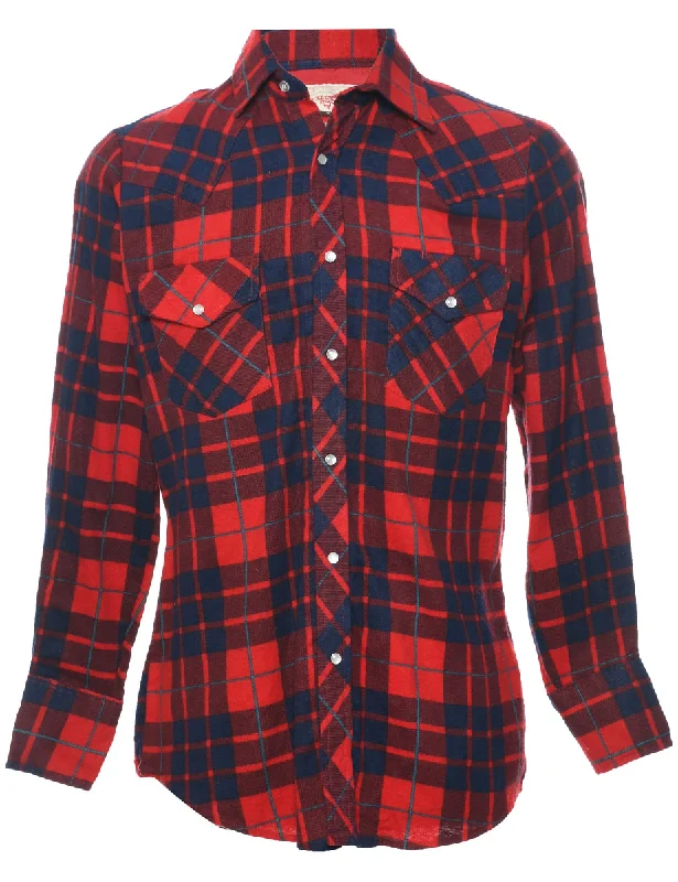 Checked Western Shirt - S Unique Women's Upcycled