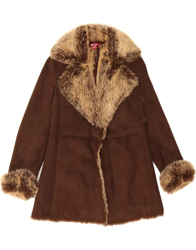 MONSOON Womens Sherpa Jacket UK 8 Small Brown Sophisticated Women's 