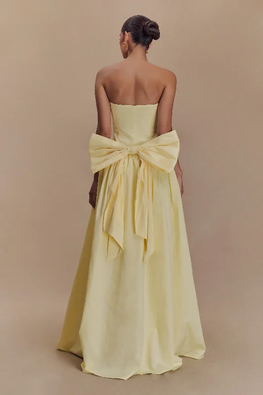 Frances Strapless Bow Maxi Dress - Lemon Trendy Women's 