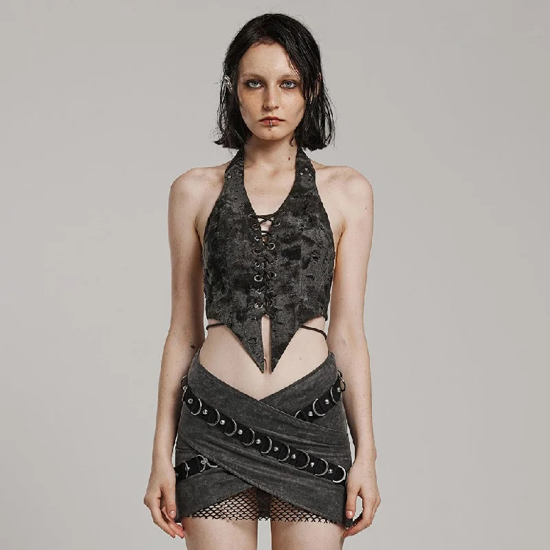 Women's Punk Lace-Up Buckle Halter Vest purpose