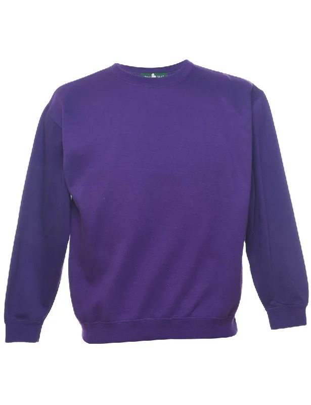 Purple Plain Sweatshirt - M Traditional Women's Wool
