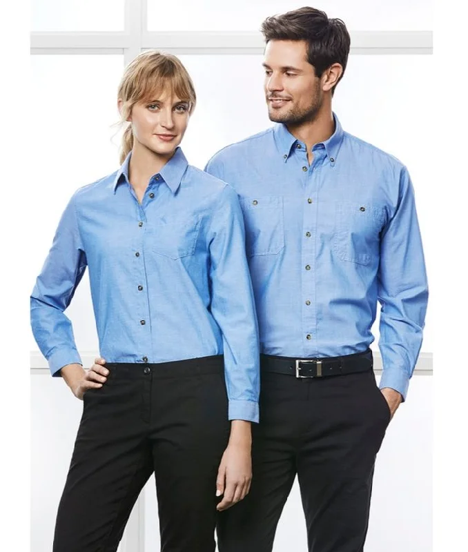 Ladies Wrinkle Free, Chambray Long Shirt Shirt Vacation