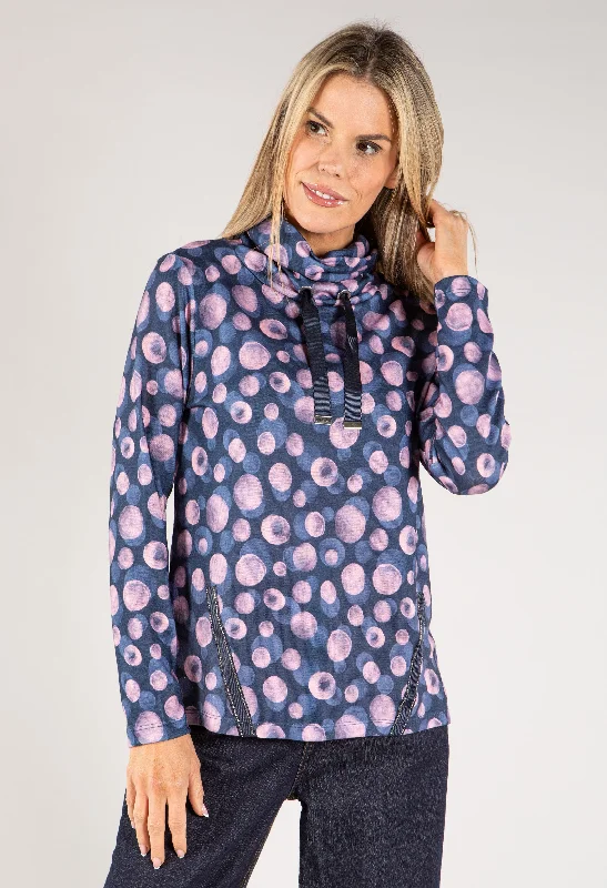 Polka Dot Lux Touch Knit Pullover Cozy Women's Sherpa - lined