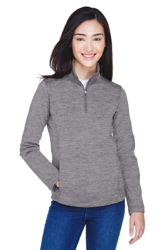 Devon & Jones Womens Newbury Fleece 1/4 Zip Sweatshirt w/ Pouch Pocket - Heather Dark Grey British Gentlewoman Style Devon & Jones Womens Newbury Fleece 1/4 Zip Sweatshirt w/ Pouch Pocket - Heather Dark Grey British Gentlewoman Style