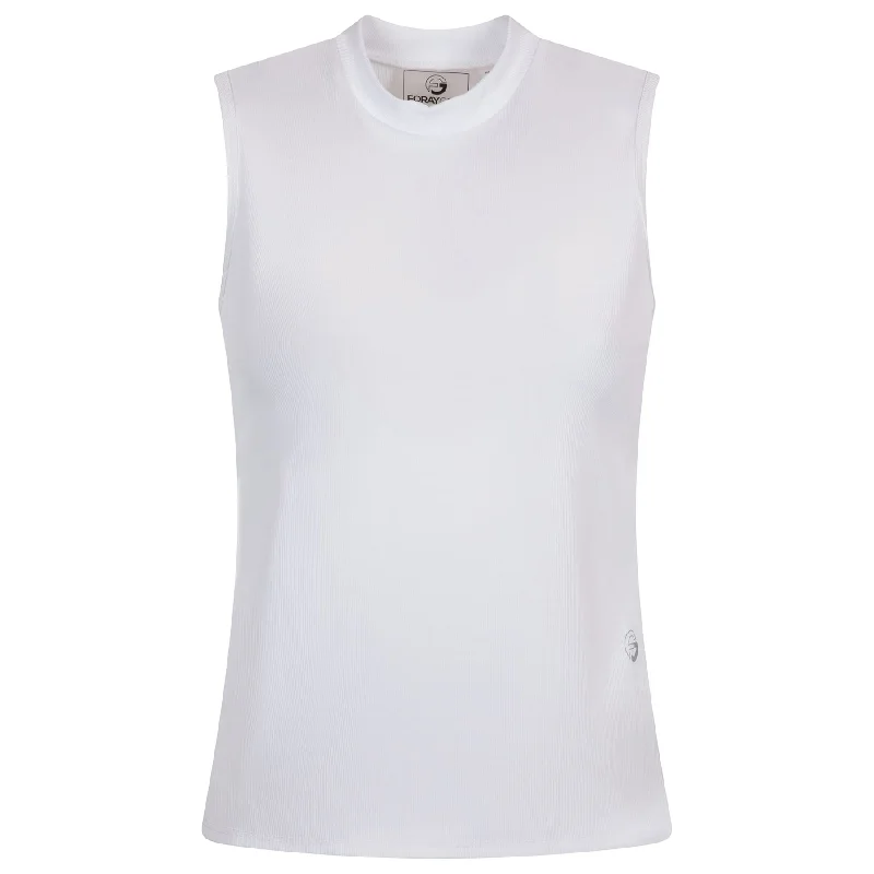 Womens Sleeveless Mock Neck Rib Top White - 2025