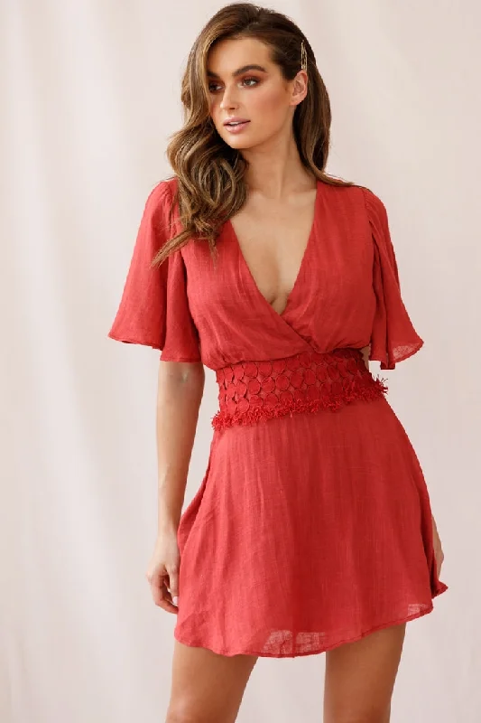 Fate Angel Sleeve Embroidery Trim Dress Rose Country