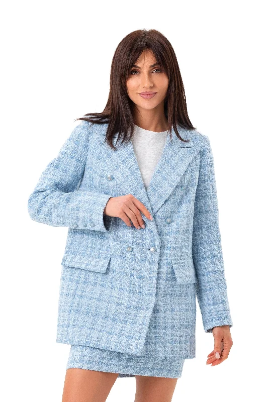 Ora Tweed Double Breasted Blazer Elegant Women's 