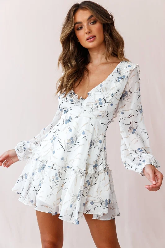 Brentwood Lace Up Babydoll Dress White Elegant Women's 