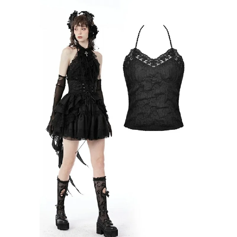 Women's Gothic Halterneck Lace Tank Top Relaxed Women's Beachy