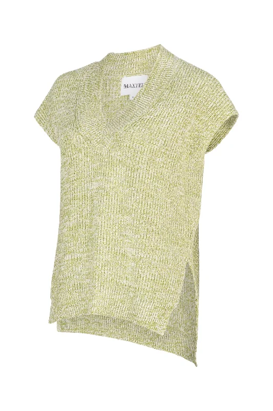Green Twist Rib Knitted Vest Youthful Women's Pop