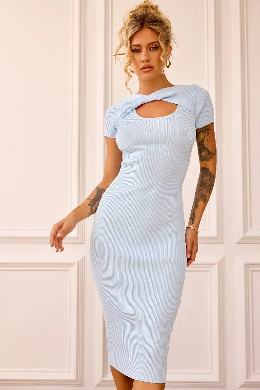 Perfect Rosey Knit Midi Dress - Blue Edgy Women's Punk