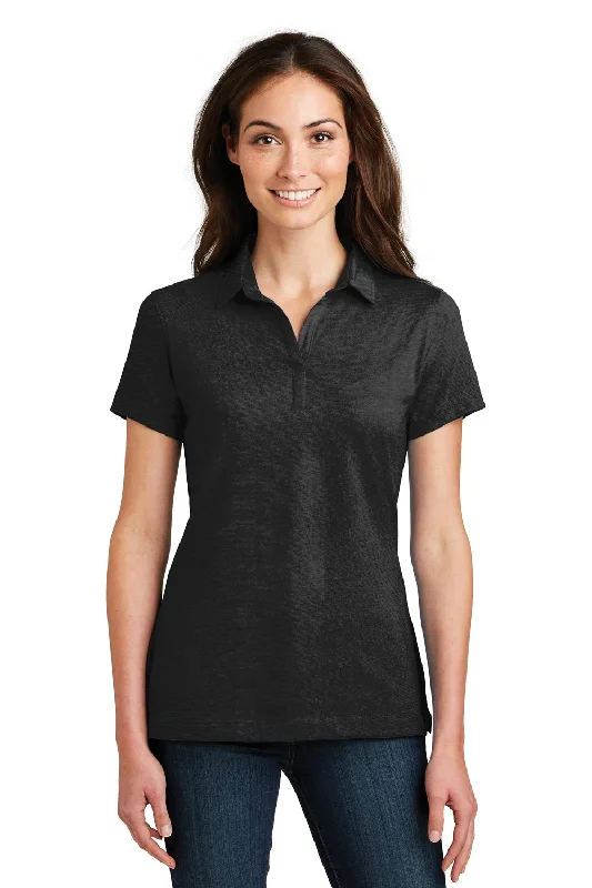 Port Authority Womens Meridian Short Sleeve Polo Shirt - Black - Closeout Relaxed Women's Beachy