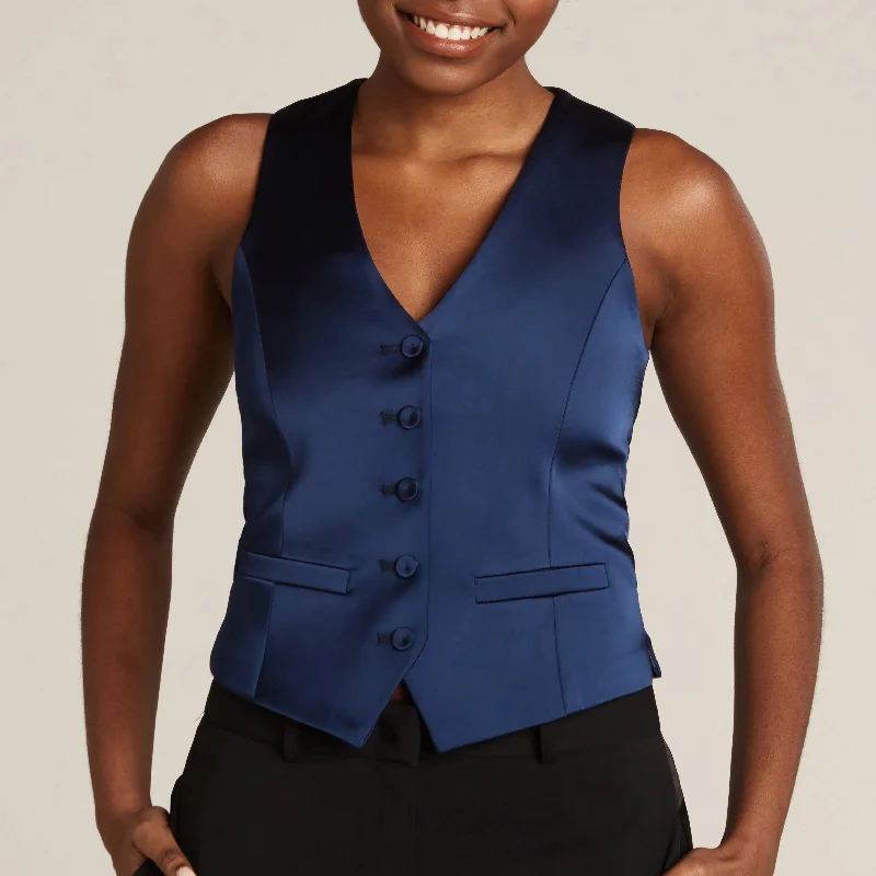 Royal Navy Tuxedo Vest Artistic Women's Hand - painted