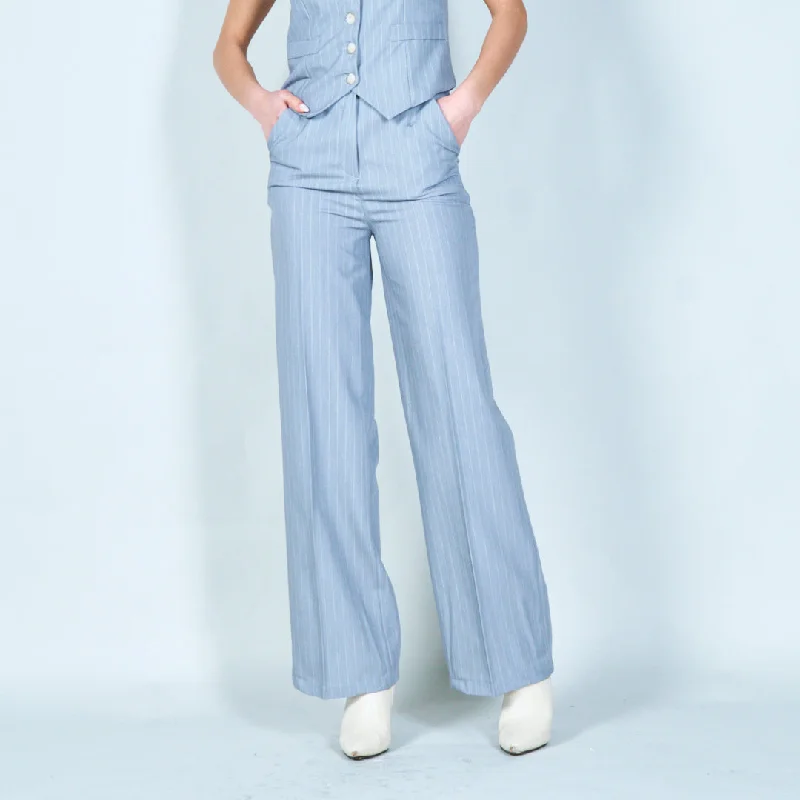 Pinstripe wide-leg trousers wholesale Bold Women's Animal Print
