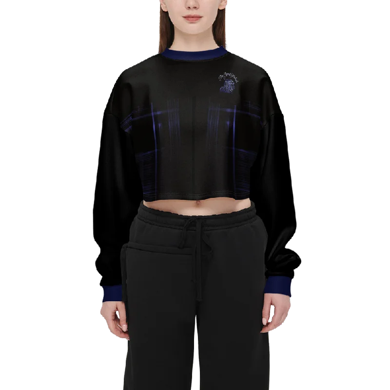 TRP Matrix 02 Designer Cropped Drop Shoulder Techno Scuba Knit Sweatshirt Modern Women's TRP Matrix 02 Designer Cropped Drop Shoulder Techno Scuba Knit Sweatshirt Modern Women's