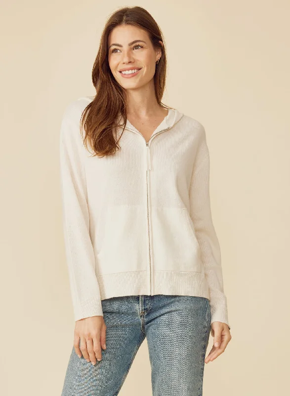 Colorado Cashmere Hoodie - Ivory Refined Women's Hand - crafted