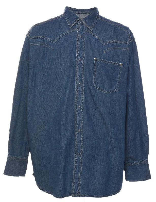 Classic Dark Wash Denim Shirt - XL Business