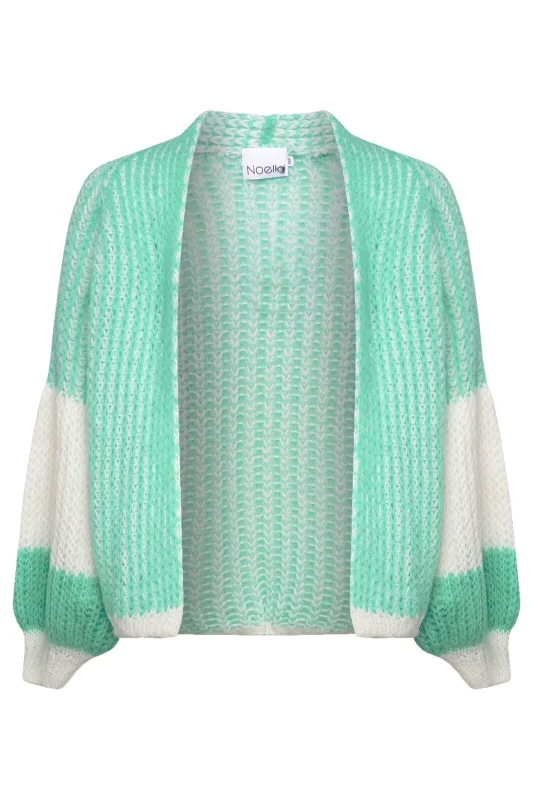 Noella - Liana Knit Cardigan - Mint/White