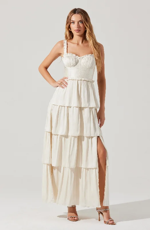 Tempany Tiered Bustier Maxi Dress Stylish Women's Neon