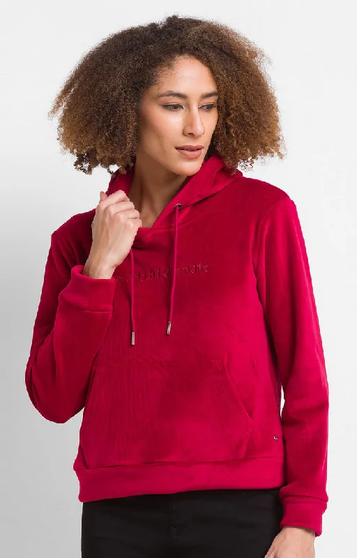 Spykar Wine Cotton Blend Full Sleeve Hooded Sweatshirts For Women Hip Women's Retro Spykar Wine Cotton Blend Full Sleeve Hooded Sweatshirts For Women Hip Women's Retro