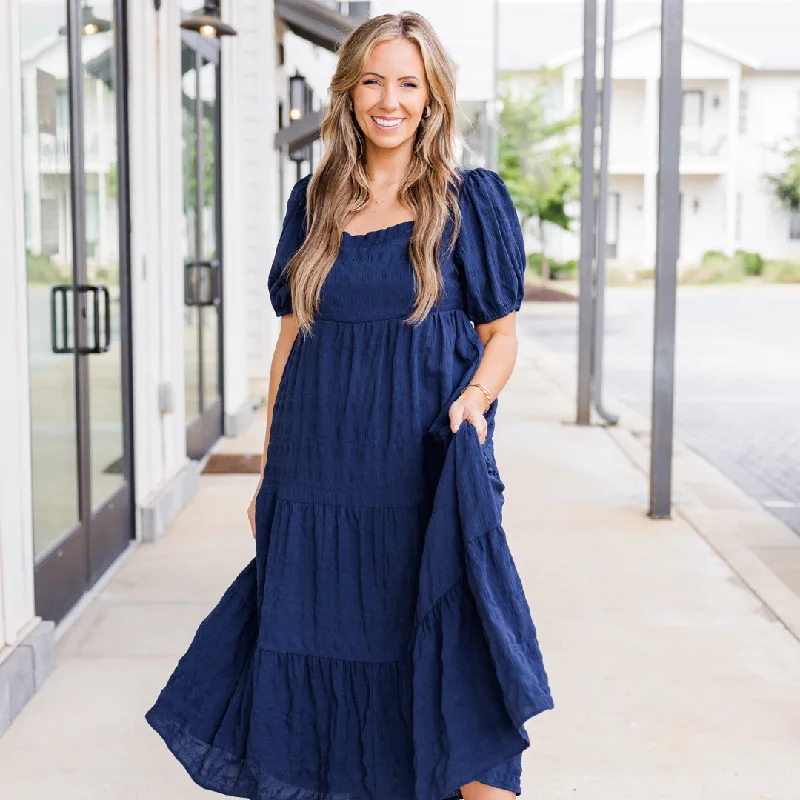 Let's Get Away Dress, Navy Elegant Women's Formal 