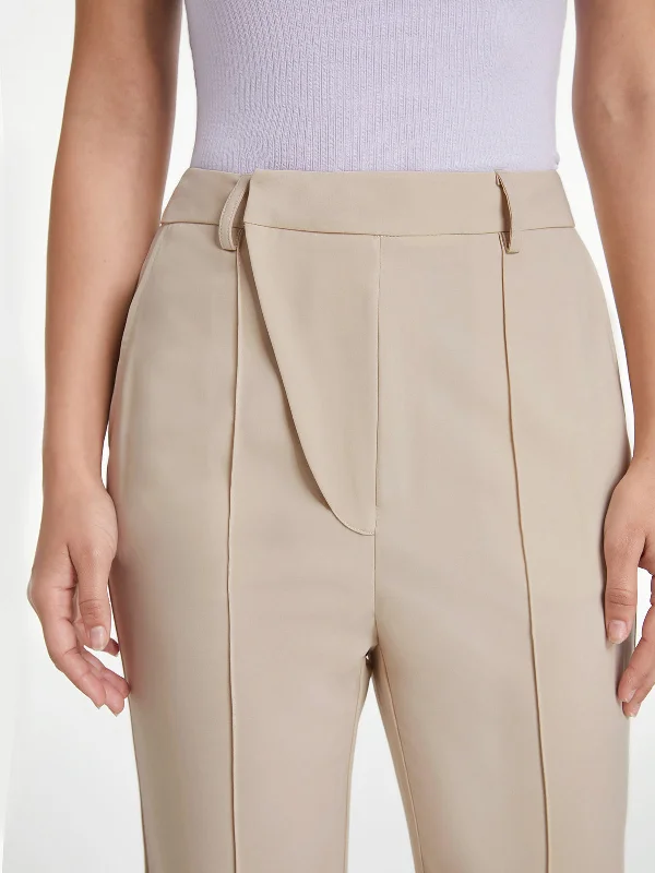 BerryBetty - High Waisted Asymmetrical Closure Seam Detail Flare Trousers