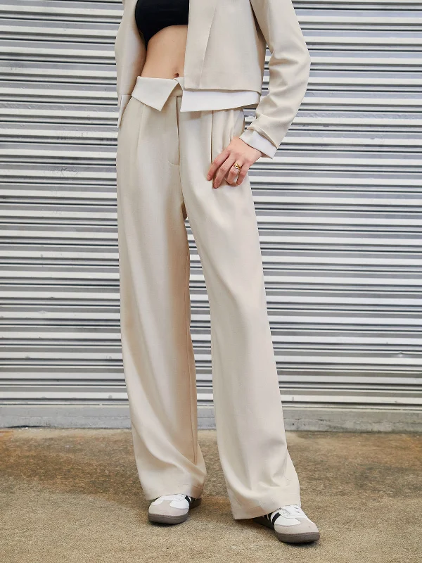 BerryBetty - Release Me Fold Over Waistband Wide Leg Pants British Gentlewoman Style BerryBetty - Release Me Fold Over Waistband Wide Leg Pants British Gentlewoman Style