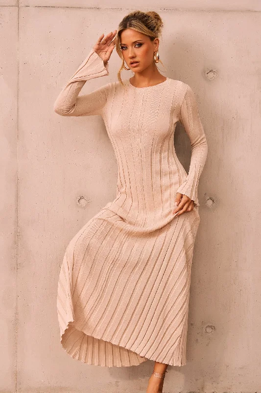 Astoria Knit Maxi Dress - Beige