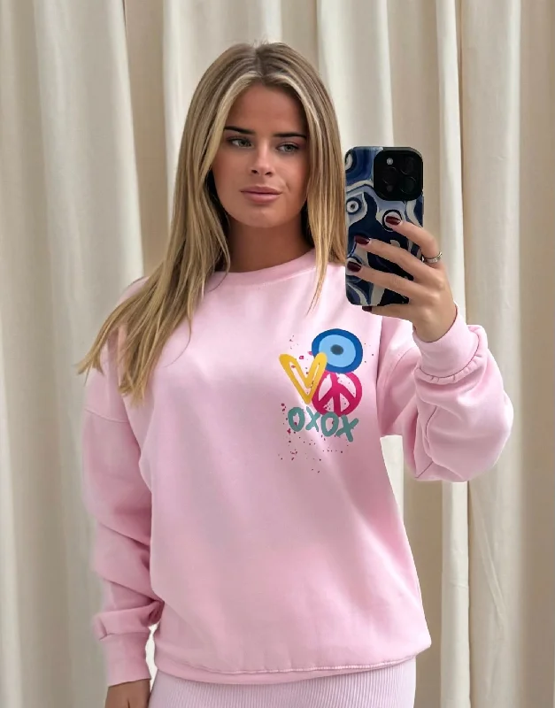 XOXO Graffiti Sweatshirt Pink Hip Women's Urban