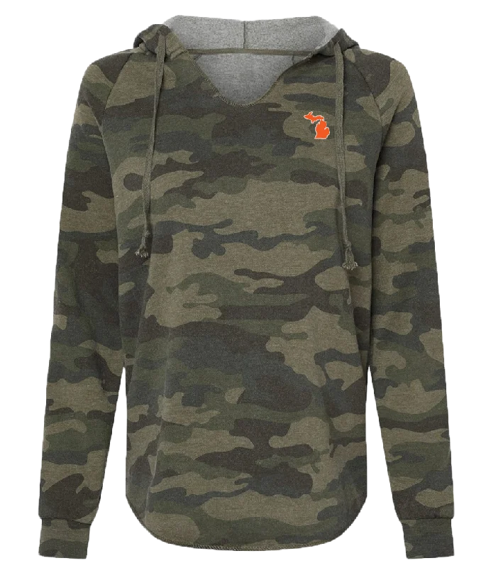 Women's Camo Flowy V-neck Hoodie purpose