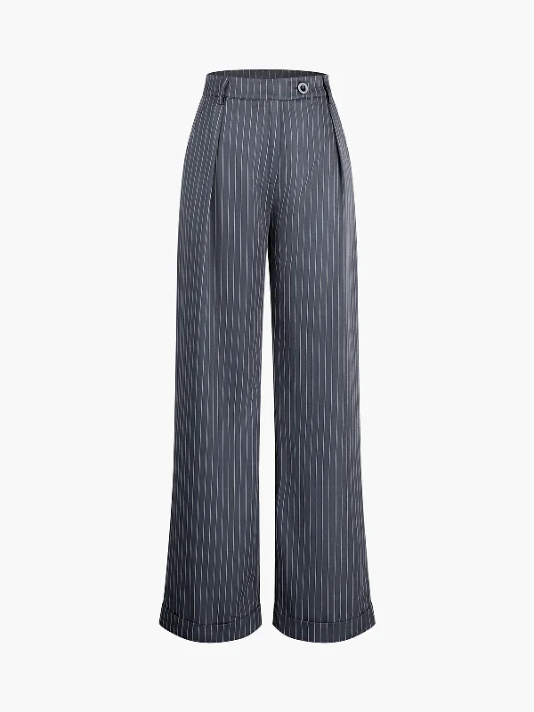 BerryBetty - Casual Pinstripe Wide Leg Pants Country