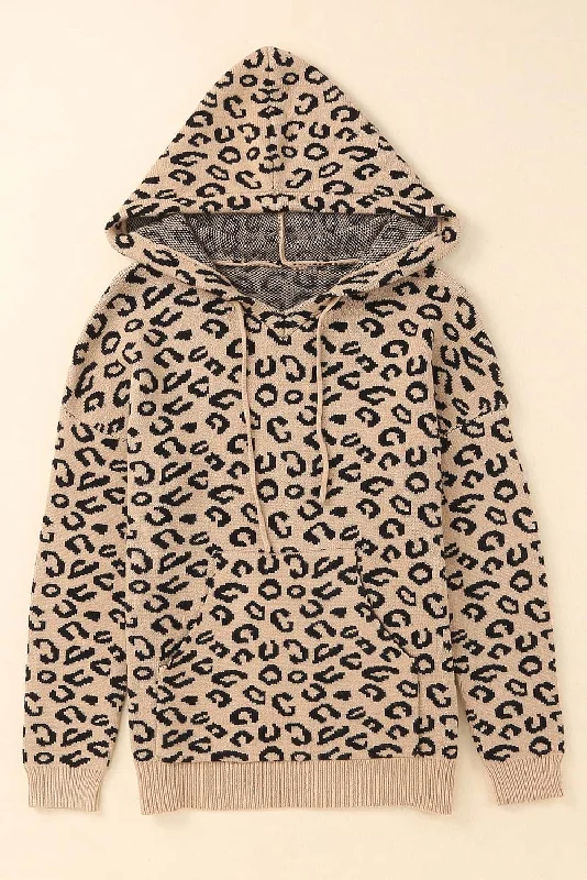 Leopard Print Drawstring Hooded Sweater purpose