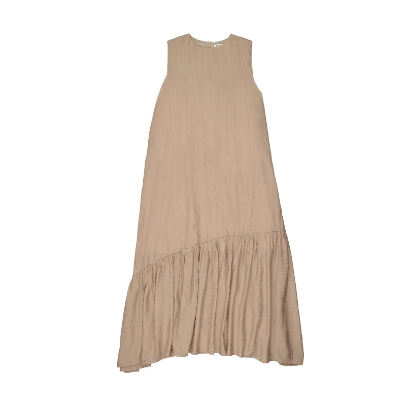 maxi dress jumper with bottom ruffle - taupe Sophisticated Women's Tailored