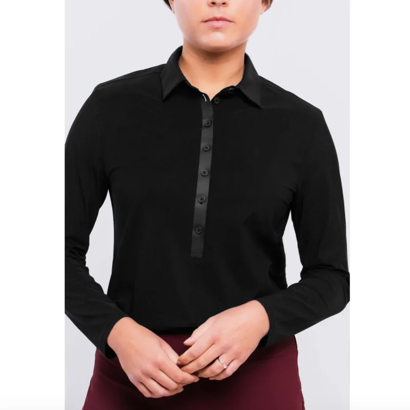 Foray Golf Core L/S Polo - Black Stylish Women's Neon
