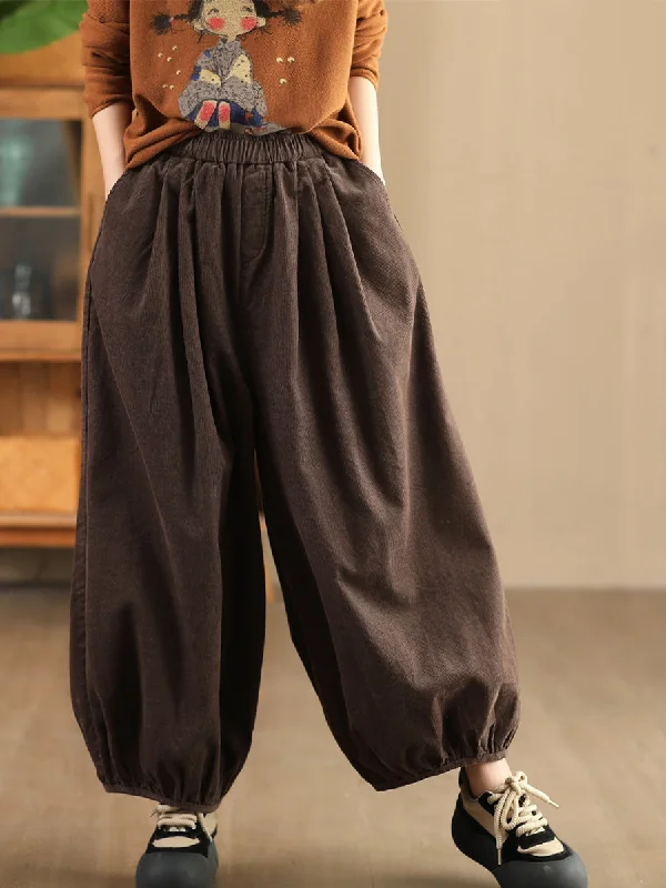 Babakud Women Autumn Retro Cotton Corduroy Harem Pants French