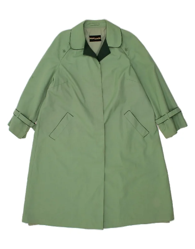 VINTAGE Womens Overcoat UK 20 2XL Green Polyester Scandinavian