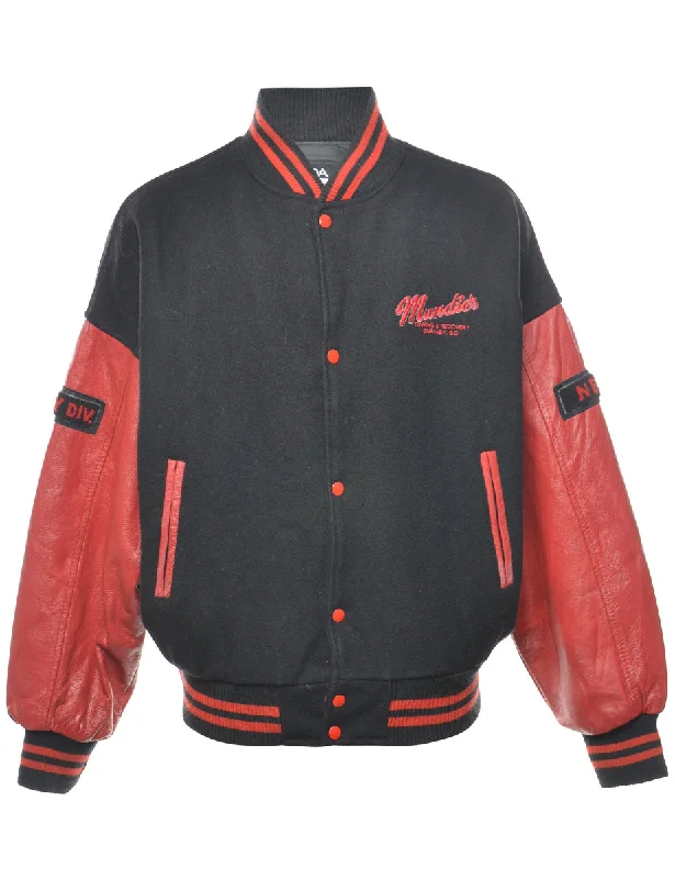 Classic Red & Black Canada Varsity Jacket - L Bold Women's Statement