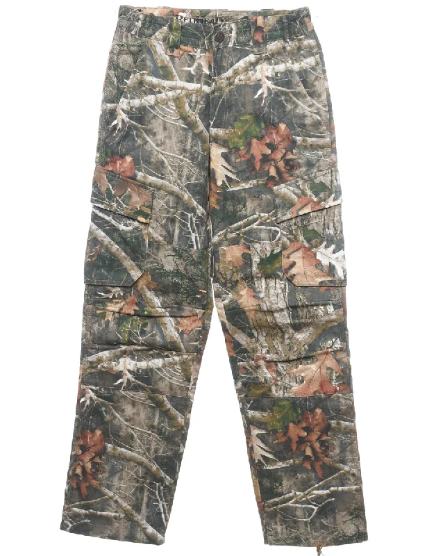 Classic Camouflage Print Cargo Trousers - W26 L32 Modern Women's Tech