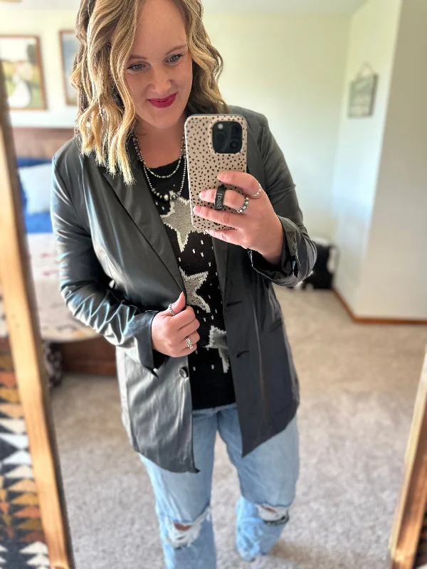 Black Pleather Blazer Disco