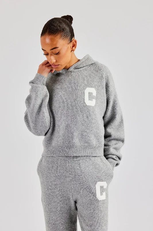 C Knitted Hoodie - Grey Gym