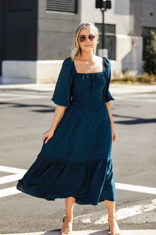 FINAL SALE - Make It A Date Teal Maxi Dress Stylish Women's Tropical 