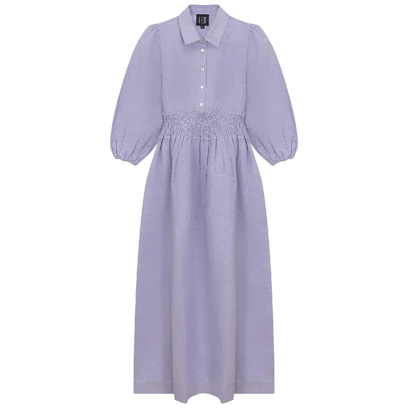 maxi dress satin shirt - lilac Unique Women's Upcycled