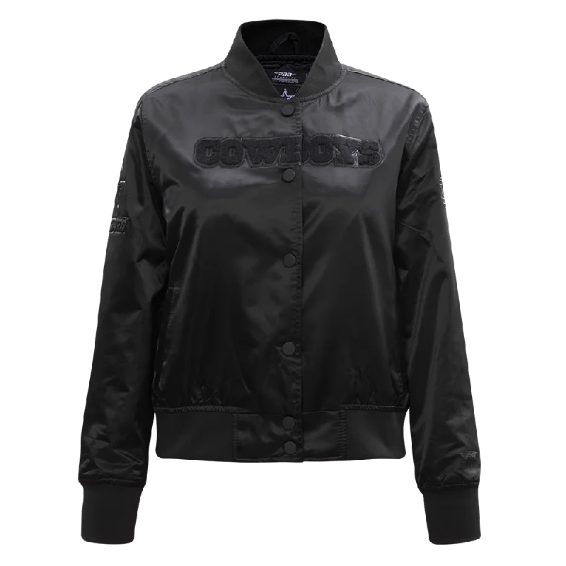 NFL DALLAS COWBOYS TRIPLE BLACK WOMEN'S SATIN JACKET (TRIPLE BLACK WOMEN'S) Hip Women's Urban