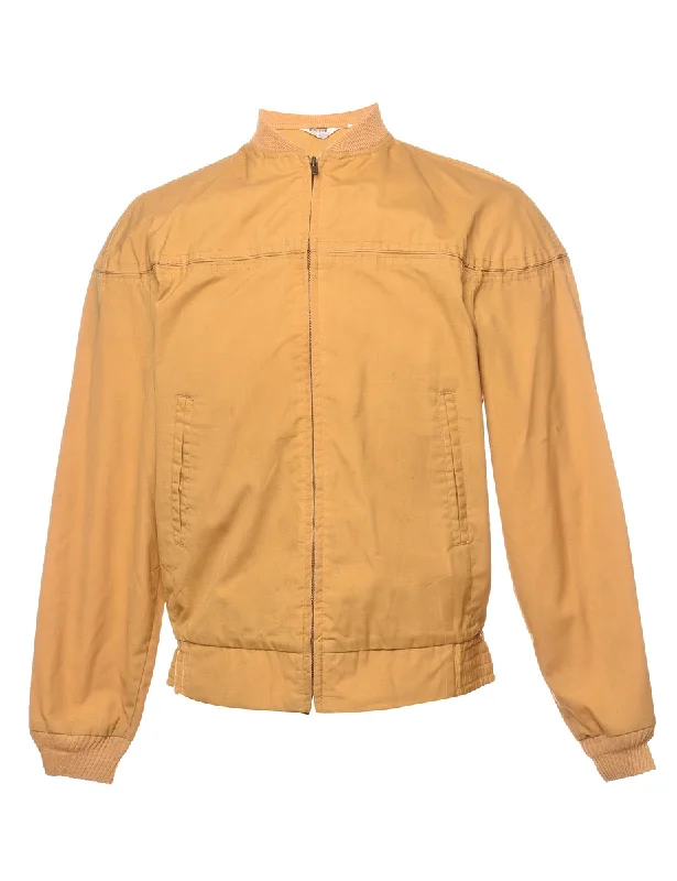 Classic Mustard Zip-Front Bomber Jacket - S Stylish Women's Tropical 