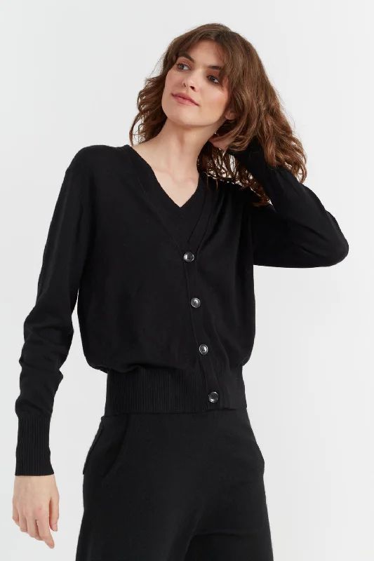 Black Pure Merino Cardigan Australian Beach