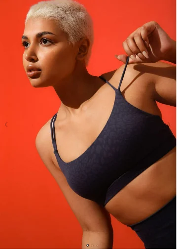 Lorna Jane Rejuvenate Sports Bra - French Navy Leopard Confident Women's Power